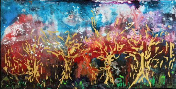 arbres d'or peinture acrylique